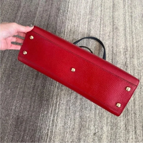 Gucci Red and Black Leather Satchel - Picture 4 of 7